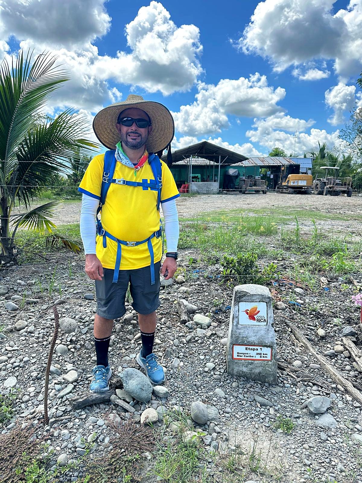 A hiker at the start of Stage 1