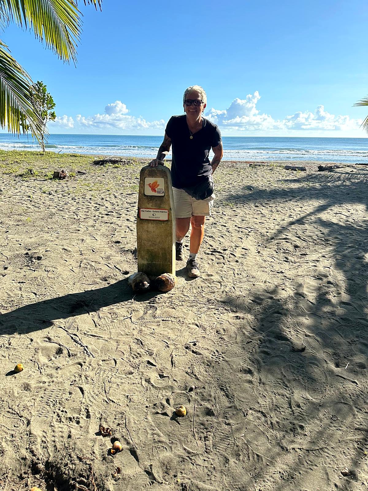Setting off along the Caribbean shore with poles