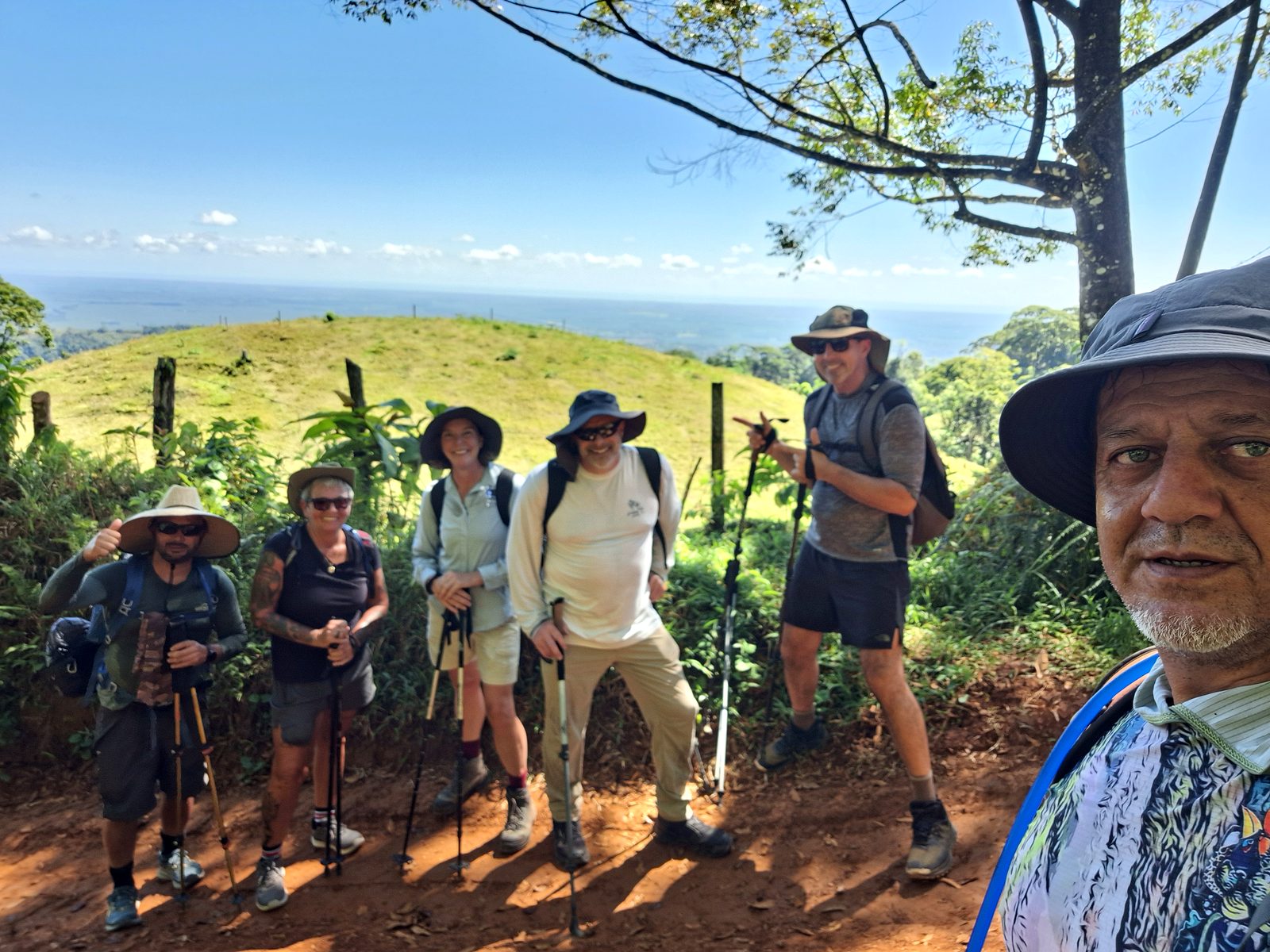 The group on a hilltop above the Pacuare watershed
