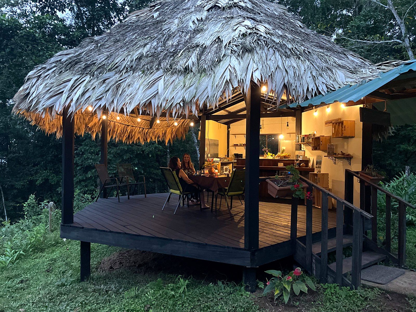 A thatched cabin at the rainforest eco-lodge