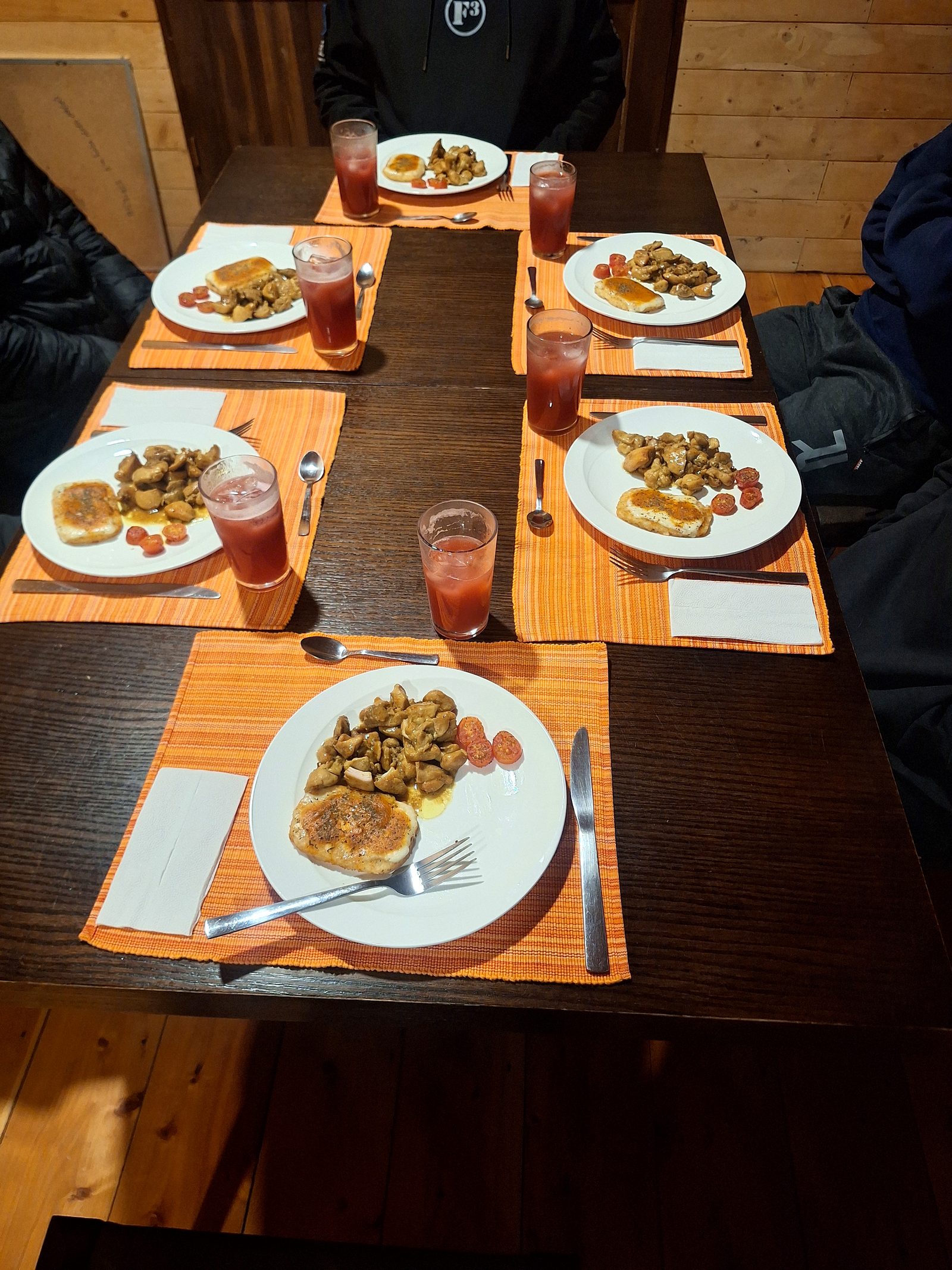 Dinner on the table at the forest mountain house