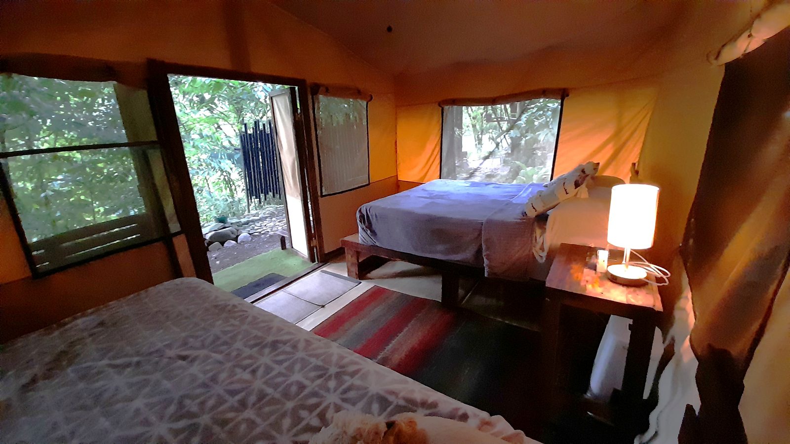 Inside a glamping tent at Chorro Ecolodge