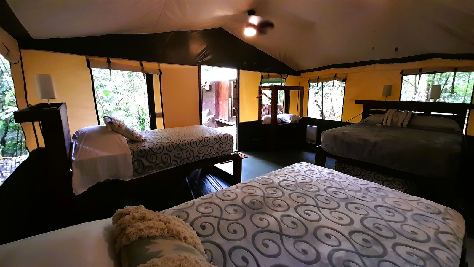 Beds in a tent at Chorro Ecolodge