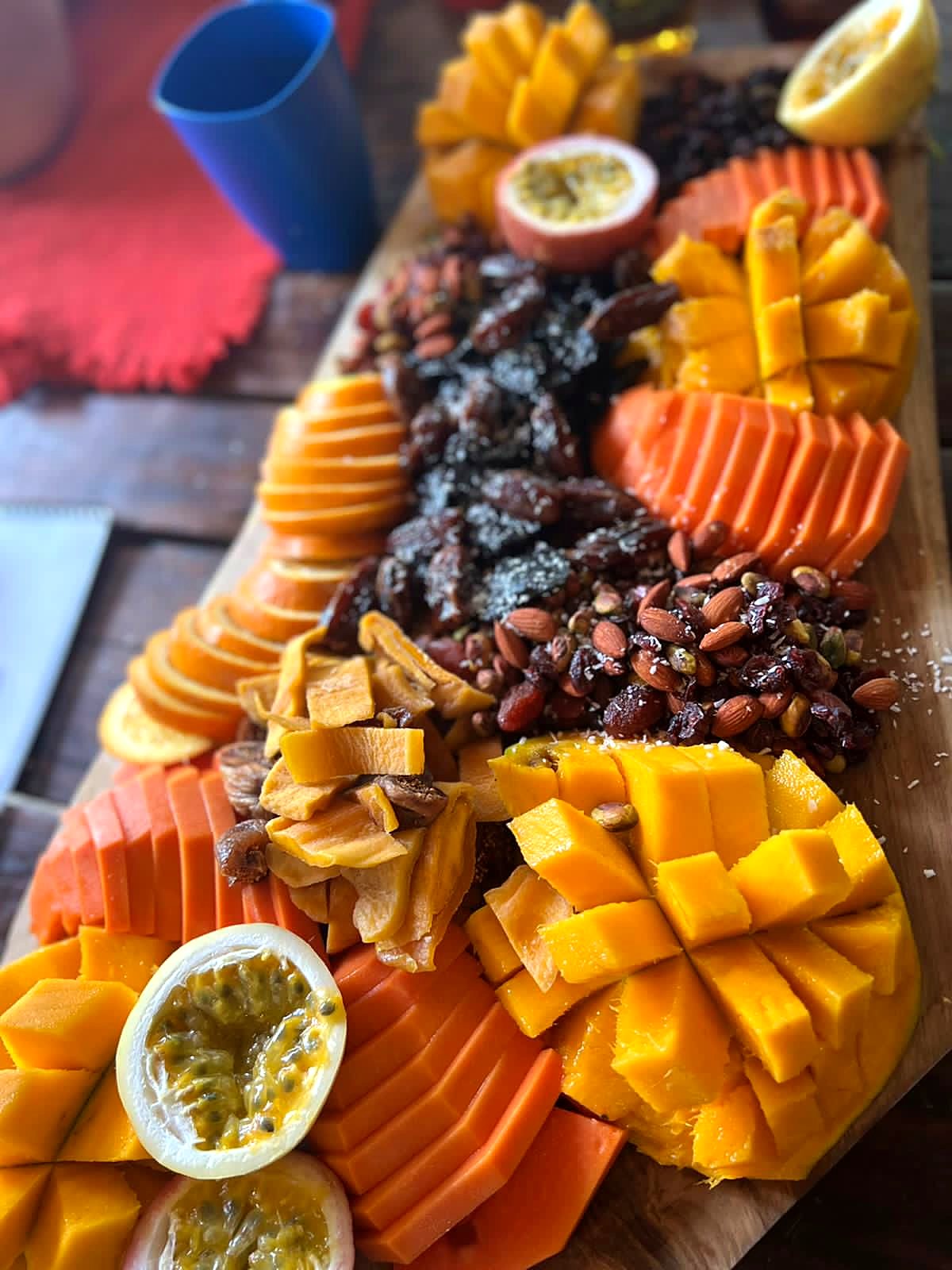 A board of tropical fruit
