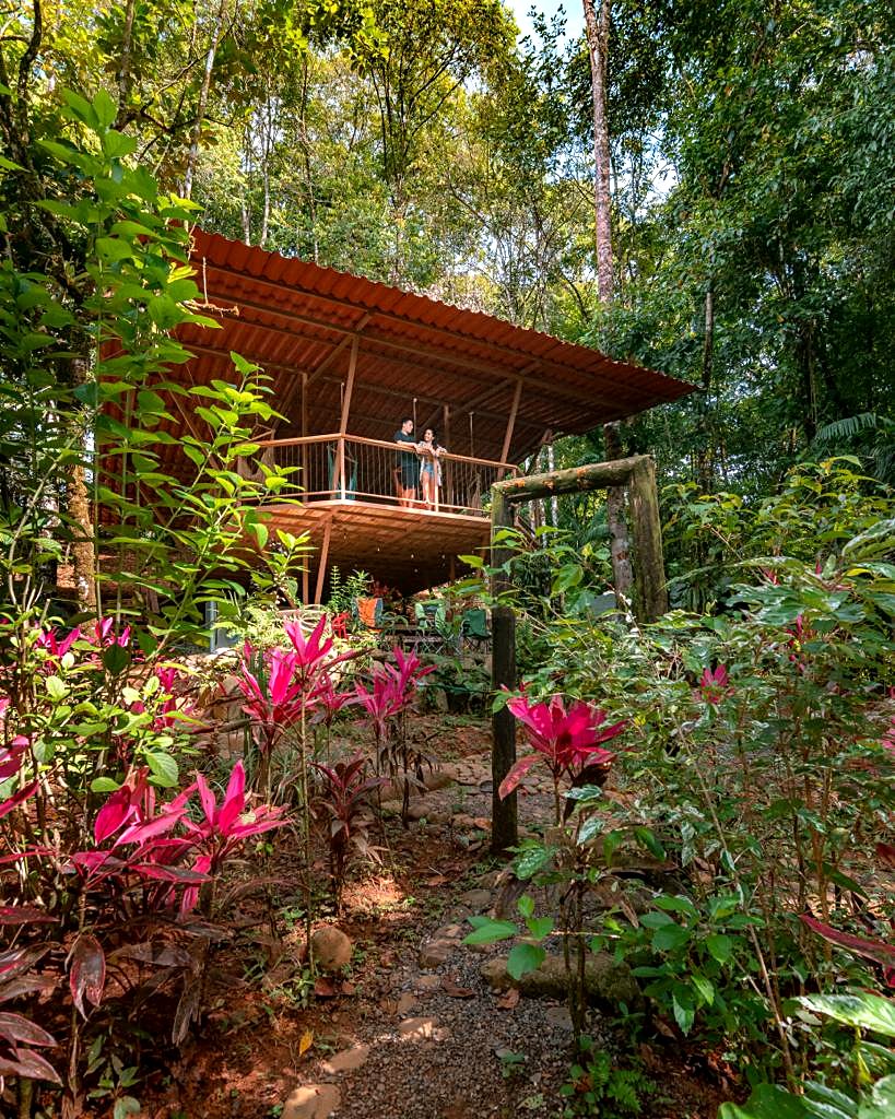 The raised rancho seen through red plants